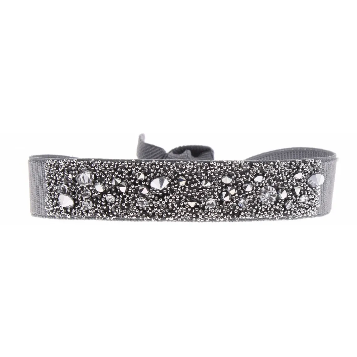 Les Interchangeables Bracelet A36480 - Bracelet Tissu Gris Cristaux de haute qualité Femme | Femme Bracelet