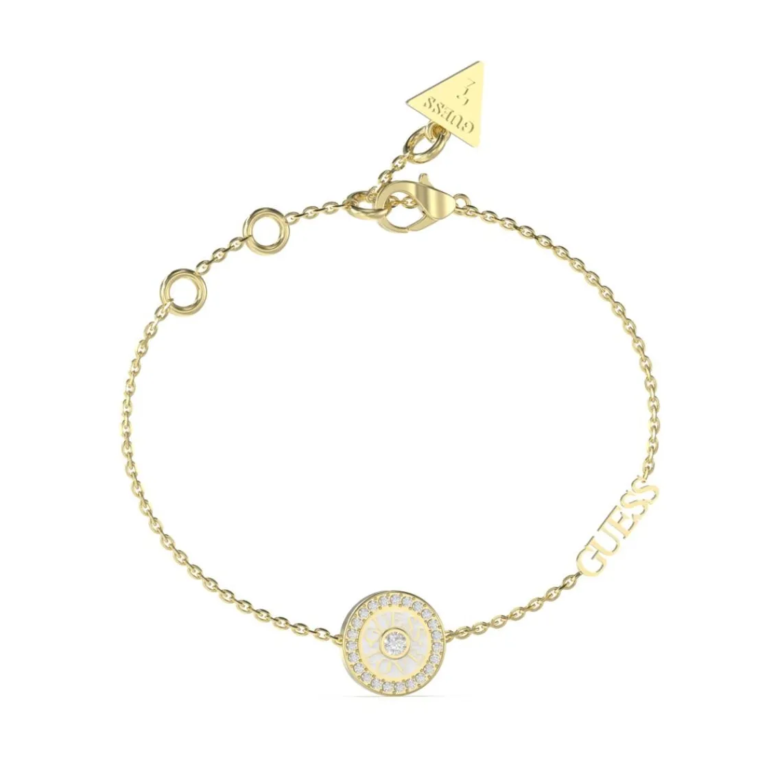 Guess Bijoux Bracelet Love Guess Acier Doré Et Zircon Cubique Central | Femme Bracelet