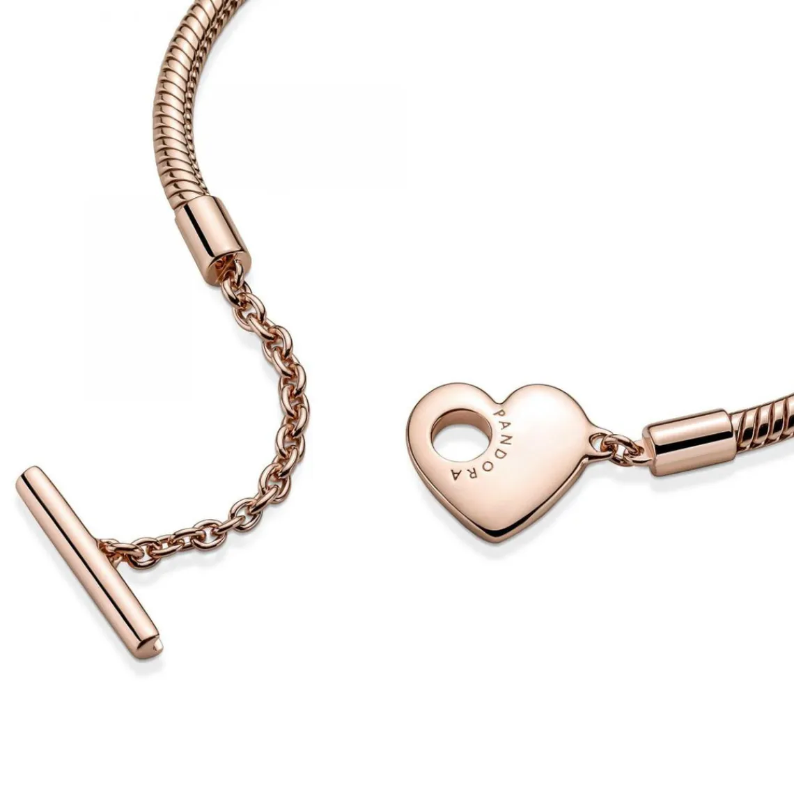 Pandora Bracelet Maille Serpent Barre en T Cœur Moments | Femme Bracelet