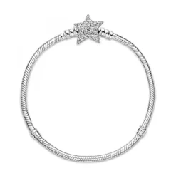 Pandora Bracelet Maille Serpent Fermoir Étoile Asymétrique Moments | Femme Bracelet