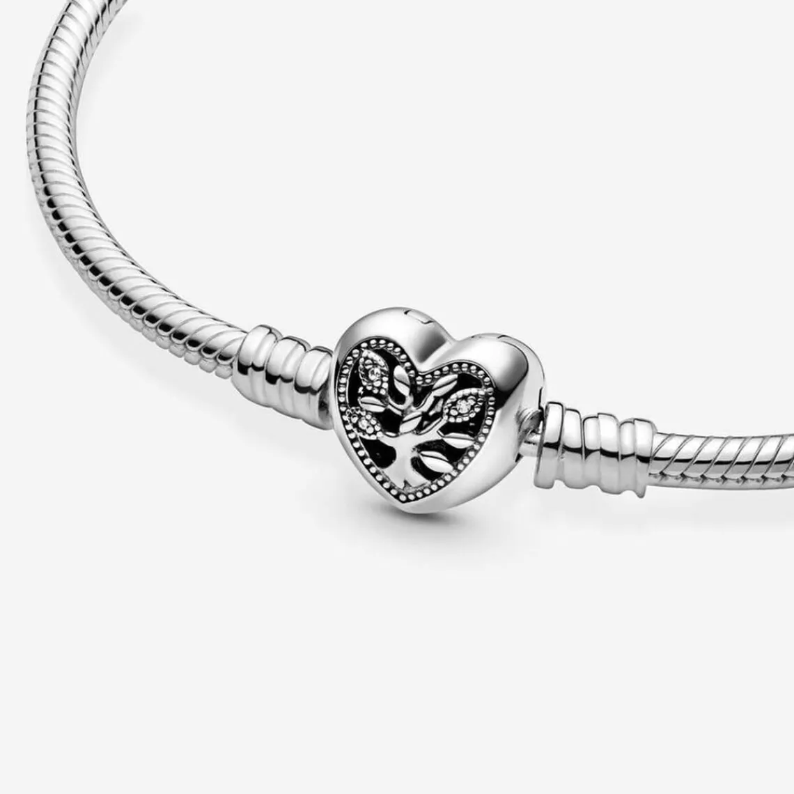 Pandora Bracelet Maille Serpent Fermoir Cœur Arbre de Vie Fête des mères | Femme Bracelet