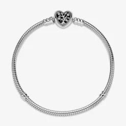 Pandora Bracelet Maille Serpent Fermoir Cœur Arbre de Vie Fête des mères | Femme Bracelet