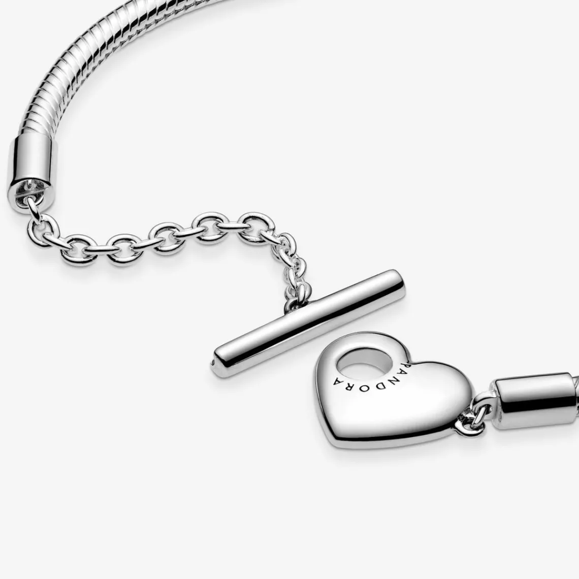 Pandora Bracelet Maille Serpent fermoir en T Cœur Moments | Femme Bracelet