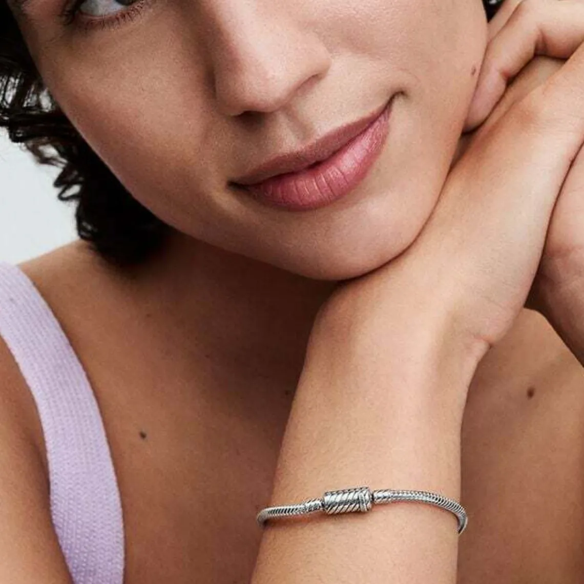 Pandora Bracelet Maille Serpent Fermoir Magnétique Coulissant Moments | Femme Bracelet