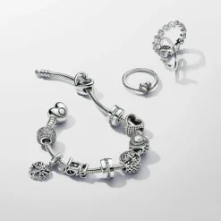 Pandora Bracelet Moments Maille Serpent Fermoir Cœur | Femme Bracelet