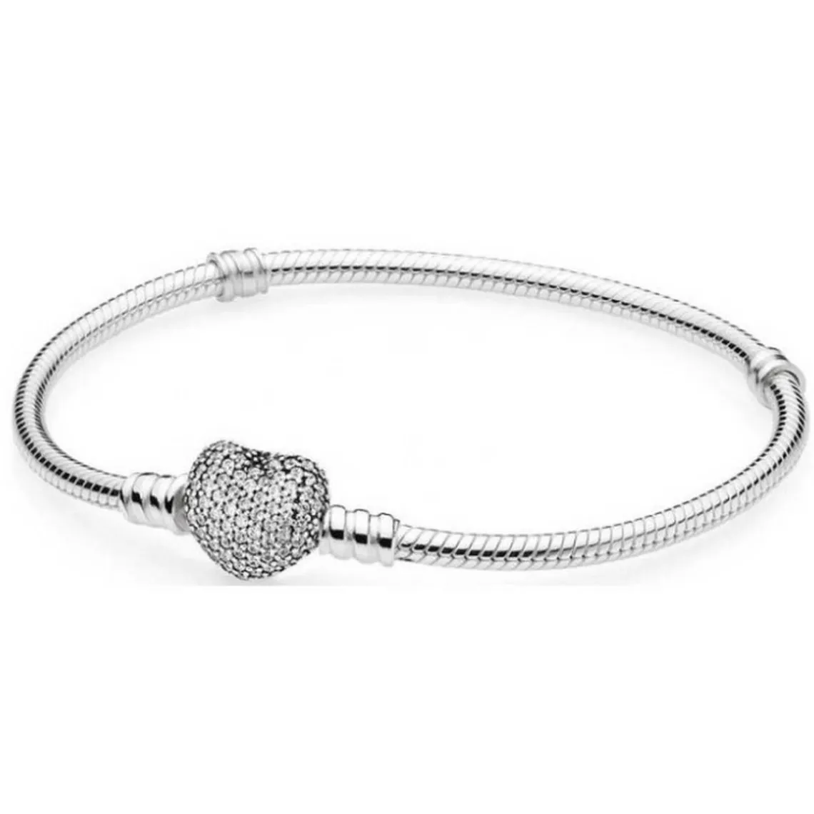 Pandora Bracelet Moments Maille Serpent Fermoir Cœur Scintillant | Femme Bracelet