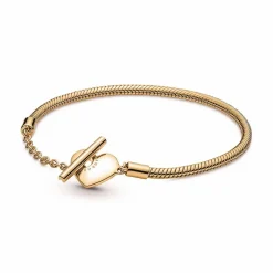 Pandora Bracelet Moments Maille Serpent Barre en T & Cœur | Femme Bracelet