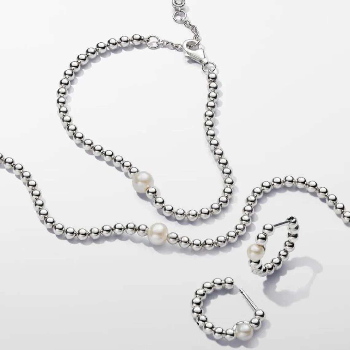 Pandora Bracelet Perle de Culture et Sphères argent sterling perlé avec perle et zircone | Femme Bracelet