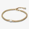 Pandora Bracelet Perle de Culture et Sphères doré à l'or fin femme avec perle et zircone | Femme Bracelet