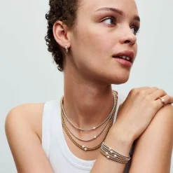 Pandora Bracelet Perle de Culture et Sphères doré à l'or fin femme avec perle et zircone | Femme Bracelet
