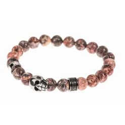 Redskins Bracelet Bijoux 285516 - Homme en Carbonate de Jade Orange et Acier - Tête de Mort | Homme Bracelet