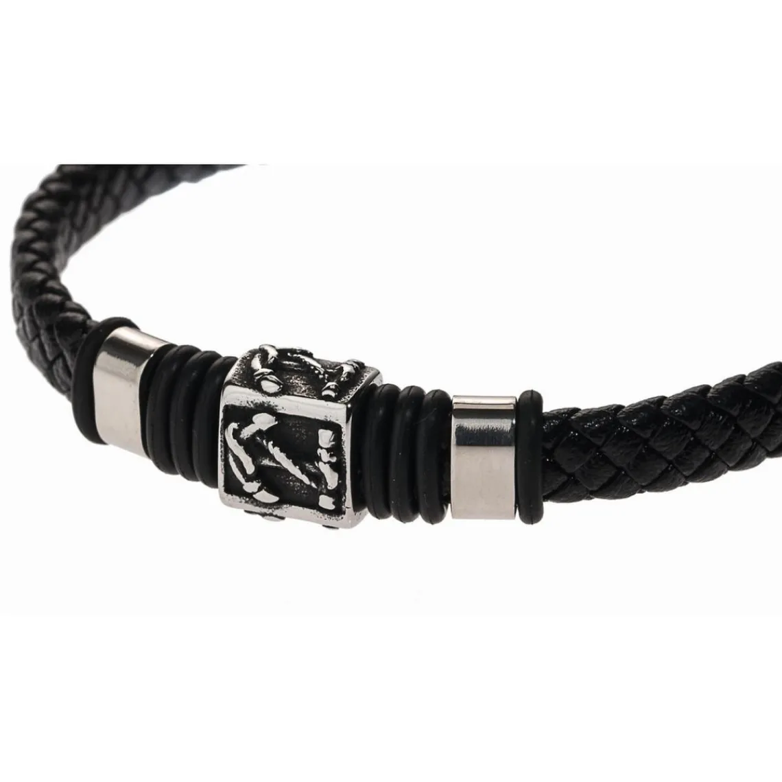Redskins Bracelet Bijoux 285507 - Homme en Cuir Tressé et Acier | Homme Bracelet