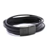 Redskins Bracelet 285108 - Bracelet Multitour Cuir Noir Homme | Homme Bracelet