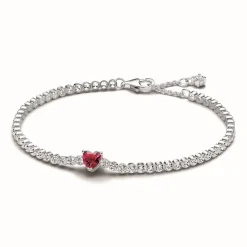 Pandora Bracelet Rivière Cœur Scintillant Rouge | Femme Bracelet