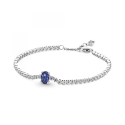 Pandora Bracelet Rivière Pavé avec cristal bleu oval centré Timeless - argent | Femme Bracelet