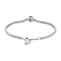 Pandora Bracelet Rivière Pavé avec cristal bleu oval centré Timeless - argent | Femme Bracelet