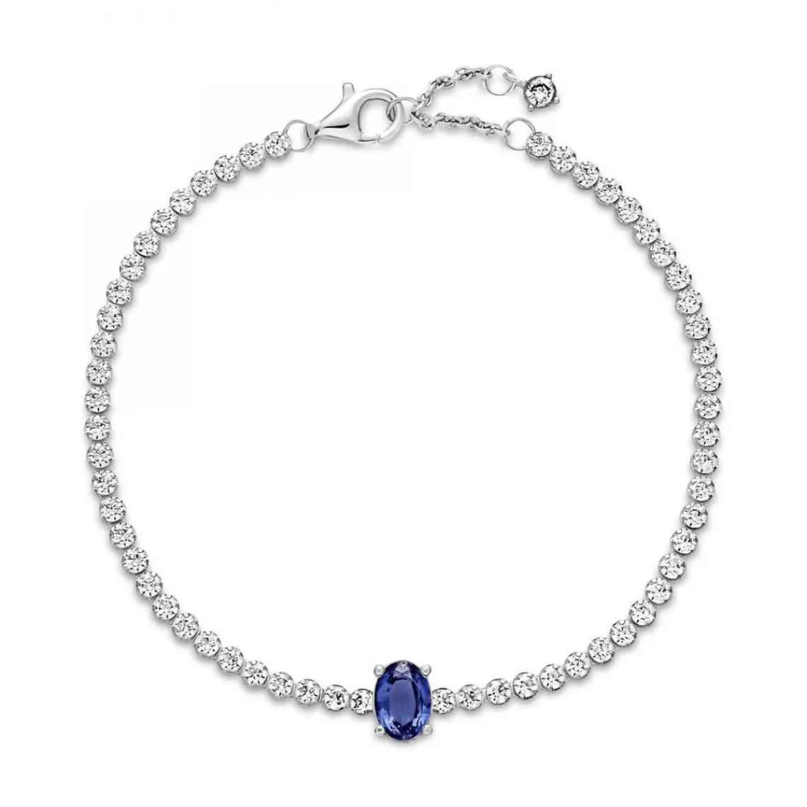 Pandora Bracelet Rivière Pavé avec cristal bleu oval centré Timeless - argent | Femme Bracelet