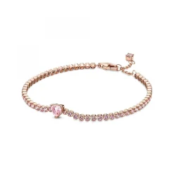 Pandora Bracelet Rivière Pavé avec cristaux rose Timeless | Femme Bracelet