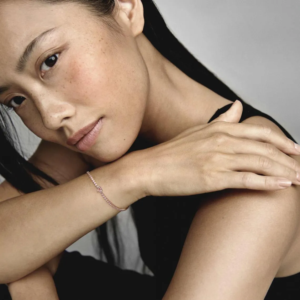 Pandora Bracelet Rivière Pavé avec cristaux rose Timeless | Femme Bracelet