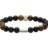 Rochet Bracelet B28600103 - ZEN Perles Agate Noires, Quartz Oeil de Tigre Acier Molet Homme | Homme Bracelet