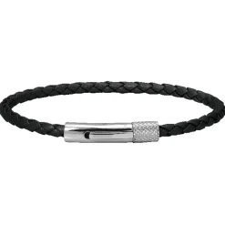 Rochet Bracelet HB1430301 - DRIVER 28mm Acier et Lien Tressé 3,5mm Cuir Noir Homme | Homme Bracelet