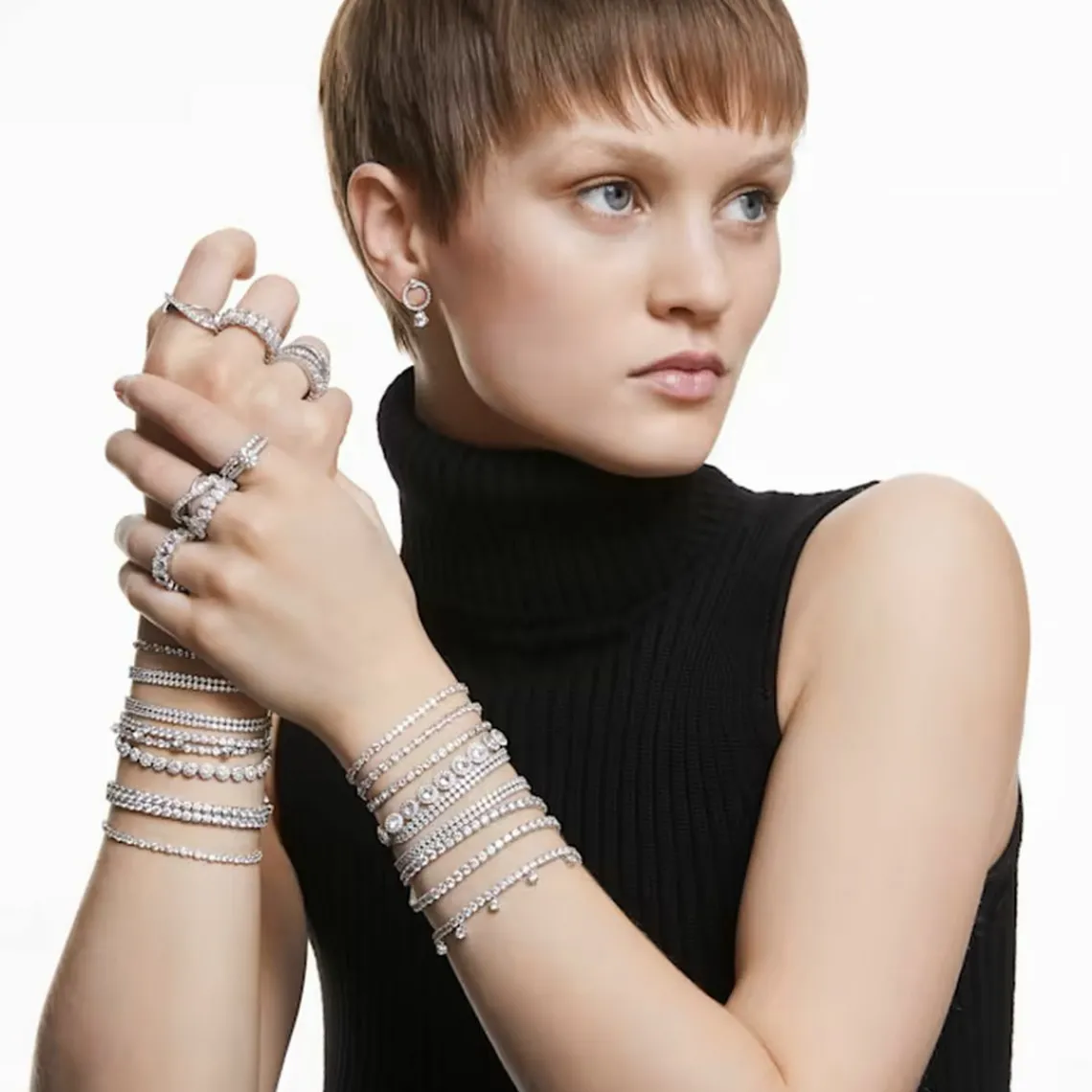 Swarovski Bijoux Bracelet Swarovski 5465384 - Bracelet Timeless Elegance Argenté Cristaux Ajustable Femme | Femme Bracelet