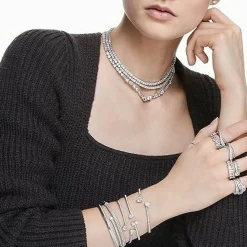 Swarovski Bijoux Bracelet Swarovski 5535354 - Bracelet-Jonc métal argenté cristaux Femme | Femme Bracelet