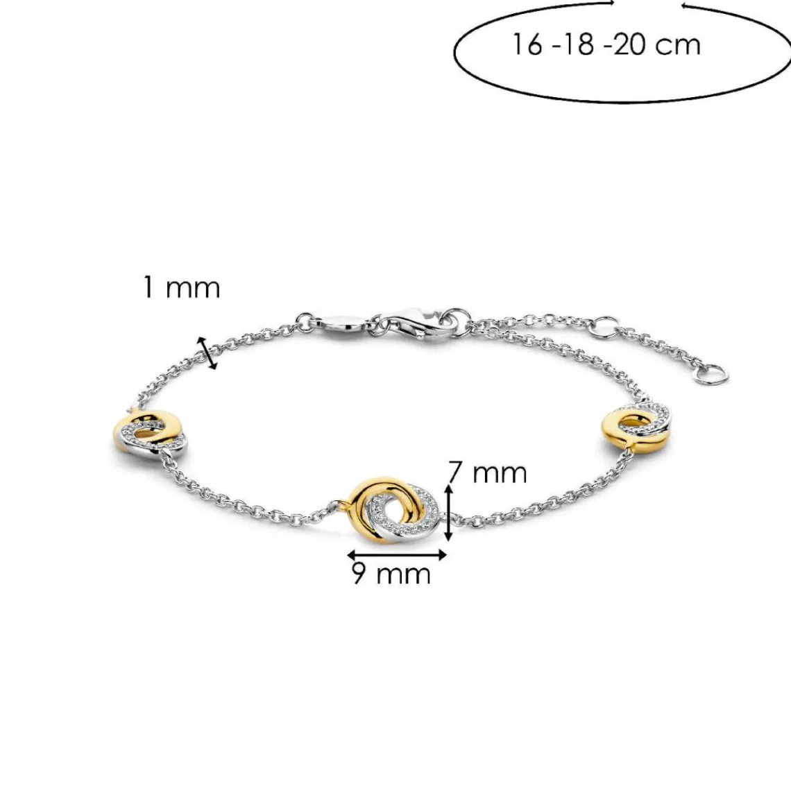 Ti Sento Bracelet - 2925ZY Argent Bicolore Et Anneaux Entrelacés | Femme Bracelet