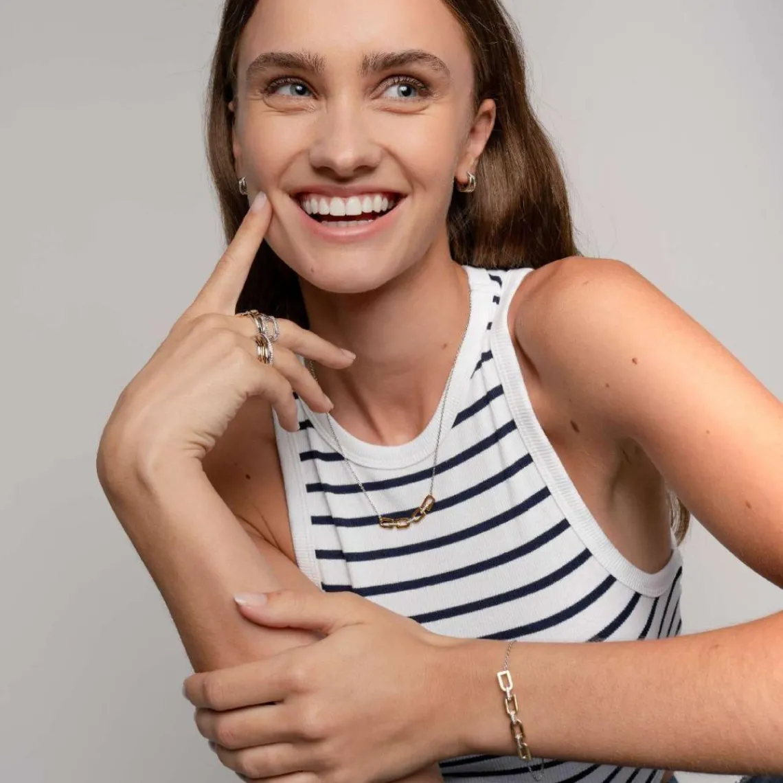 Ti Sento Bracelet - 23032ZY Argent Doré Liens Et Pavage | Femme Bracelet