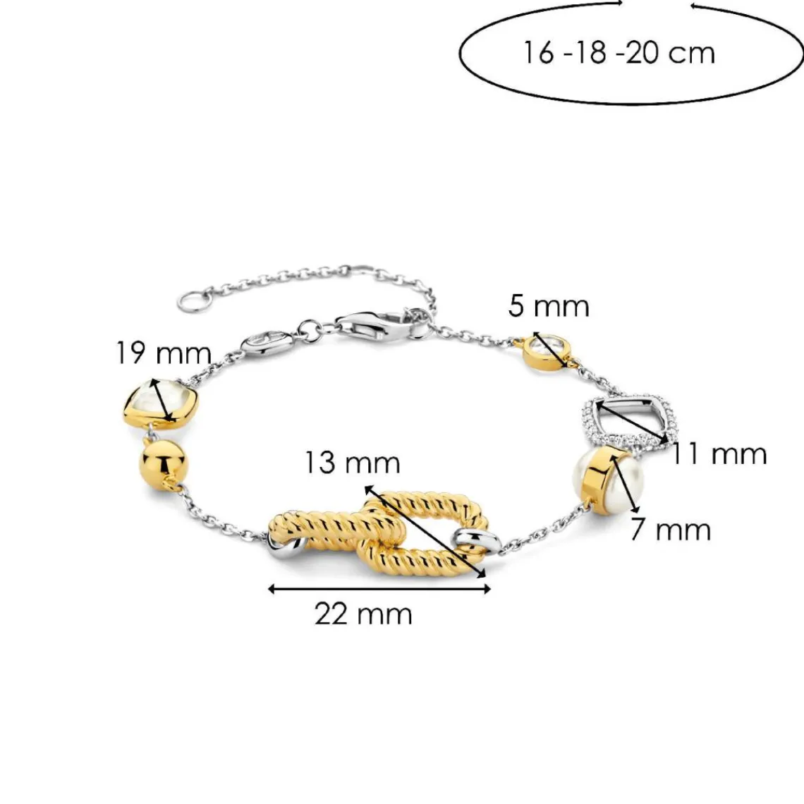 Ti Sento Bracelet - 23033ZY Argent Doré Et Maillons Torsadés | Femme Bracelet