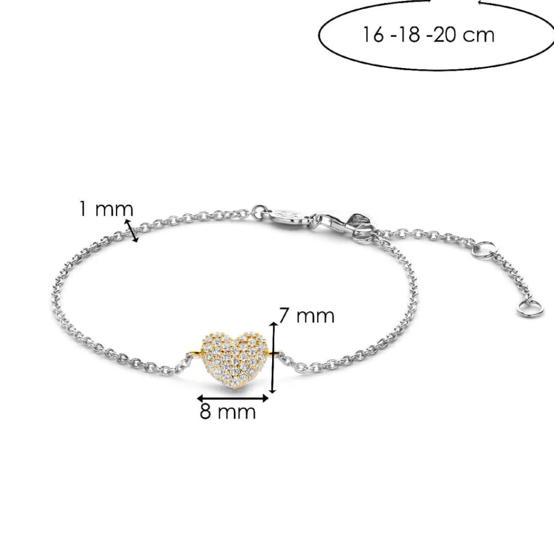 Ti Sento Bracelet - 2885ZY Argent Doré Cœur Pavé | Femme Bracelet