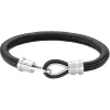Zeades Bracelet Cabestan Noir - Bracelet Acier Cuir Noir Homme | Homme Bracelet