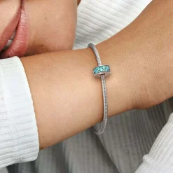 Pandora Charm Clip Moments Pavé Bleu-Vert | Femme Charms