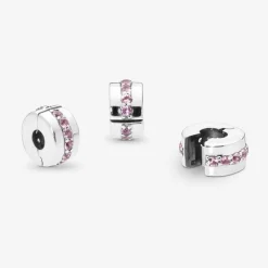 Pandora Charm Clip Moments Rangée Scintillante Rose | Femme Charms
