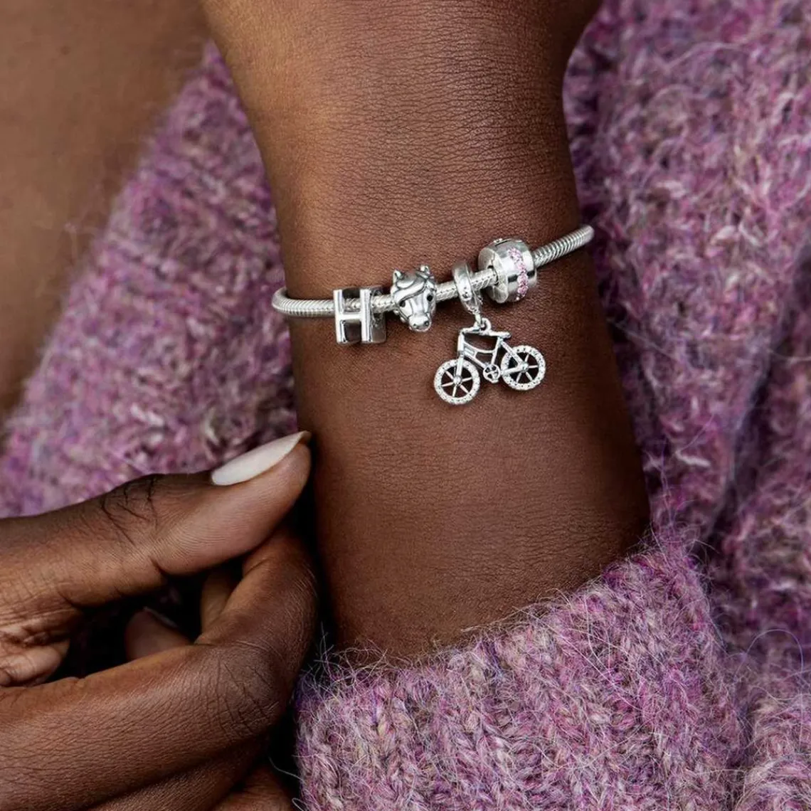 Pandora Charm Clip Moments Rangée Scintillante Rose | Femme Charms