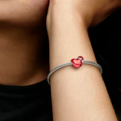 Pandora Charm Cœur de Noël Rouge Métallisé – Moments | Femme Charms
