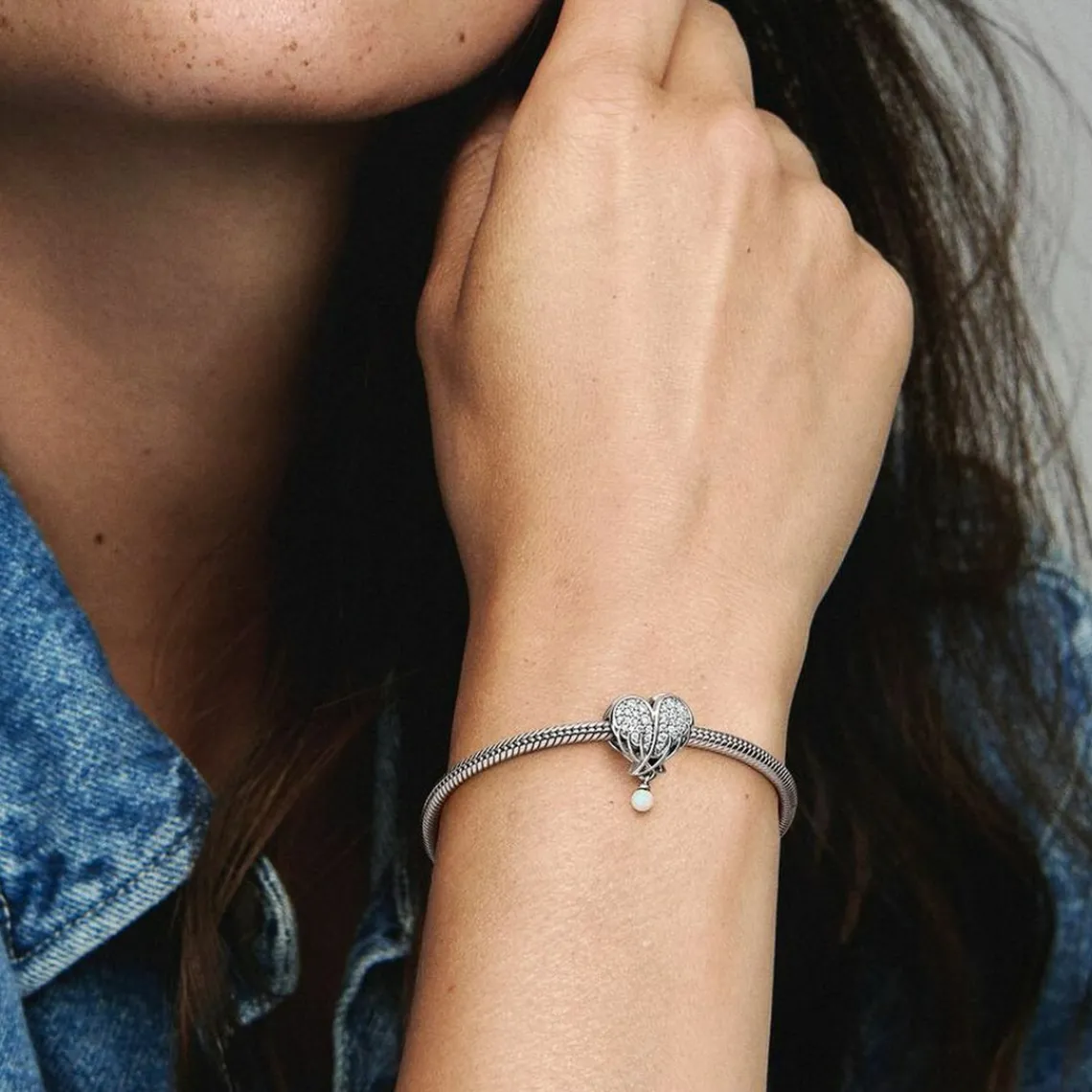 Pandora Charm Cœur et Ailes d’Ange Scintillant | Femme Charms