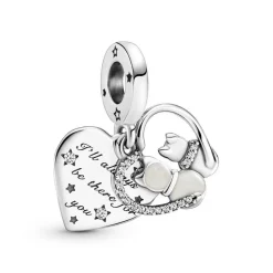 Pandora Charm Double Pendant Chats & Cœurs | Femme Charms