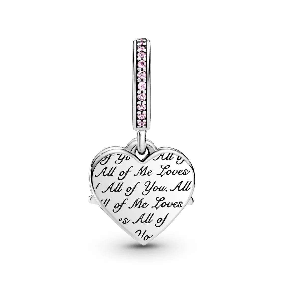 Pandora Charm Double Pendant Cœur gravé & Cœur Mum cristaux rose Passions | Femme Charms