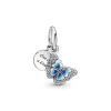 Pandora Charm double pendant Moments Papillon bleu scintillant & Citation | Femme Charms