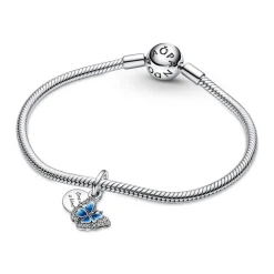 Pandora Charm double pendant Moments Papillon bleu scintillant & Citation | Femme Charms