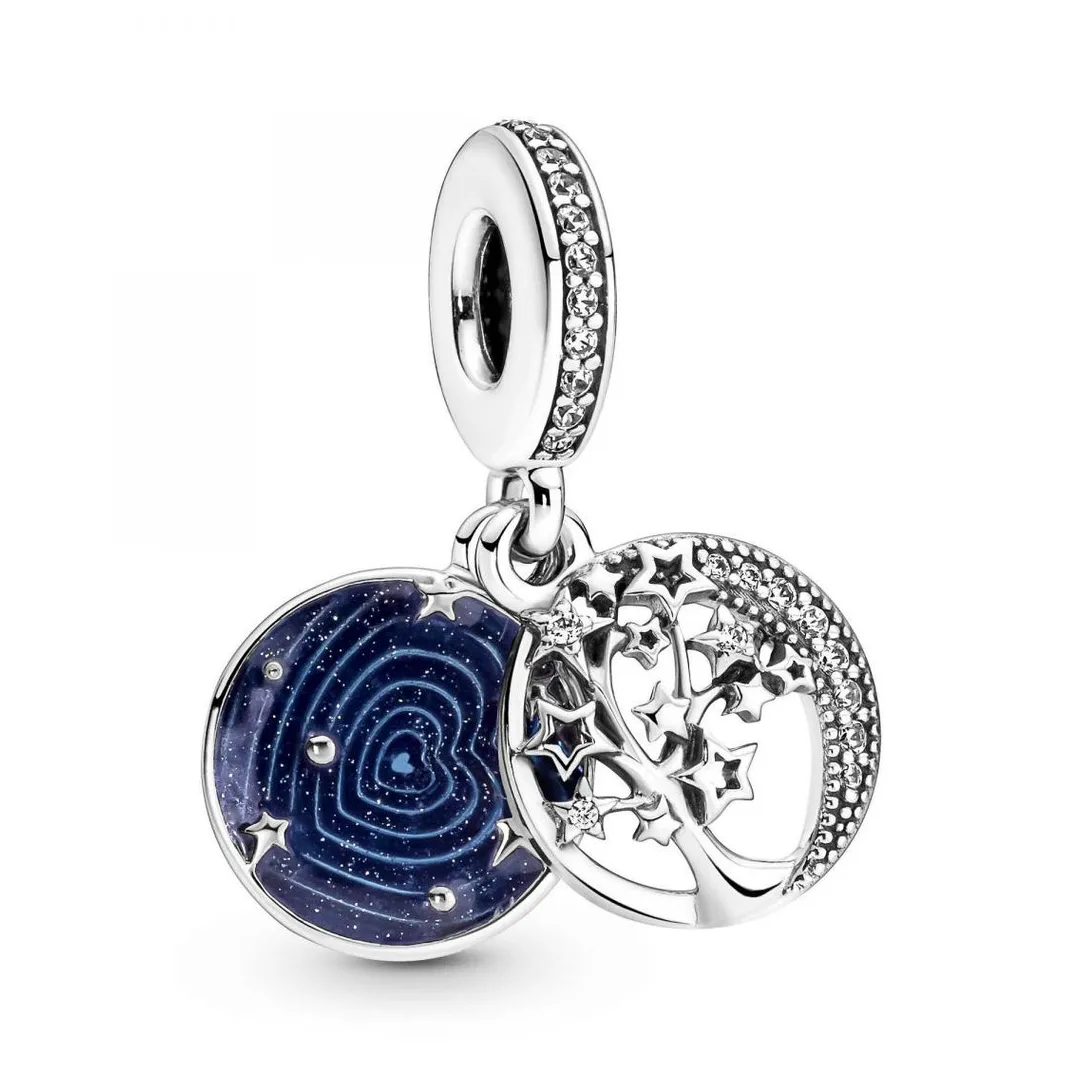 Pandora Charm double pendant Moments Arbre & Lune de la Galaxie | Femme Charms