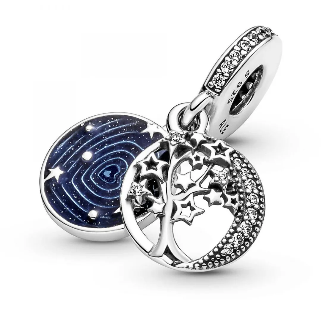 Pandora Charm double pendant Moments Arbre & Lune de la Galaxie | Femme Charms
