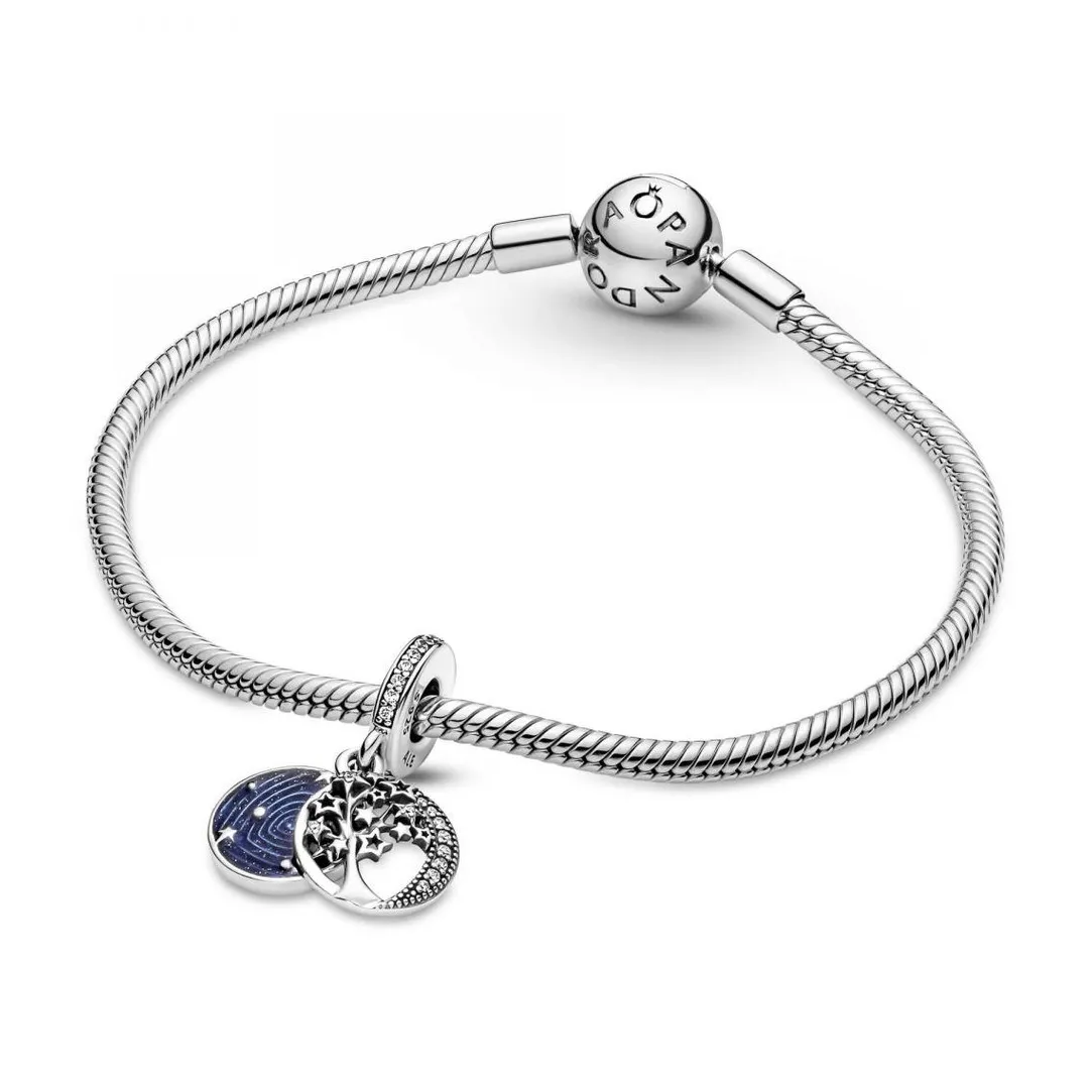 Pandora Charm double pendant Moments Arbre & Lune de la Galaxie | Femme Charms