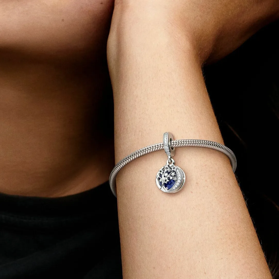 Pandora Charm double pendant Moments Arbre & Lune de la Galaxie | Femme Charms