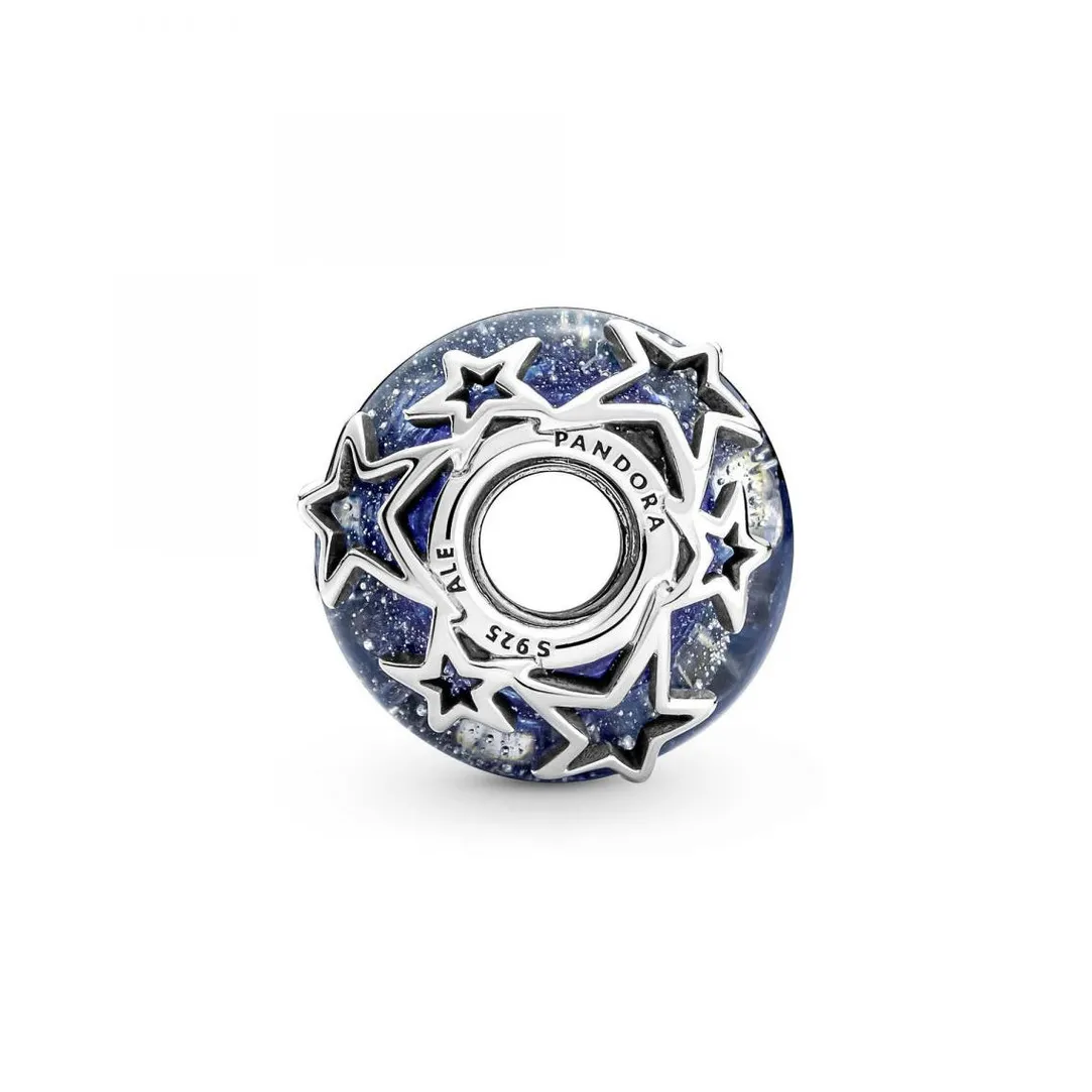 Pandora Charm en Verre de Murano Bleu Galaxie & Étoile Moments | Femme Charms