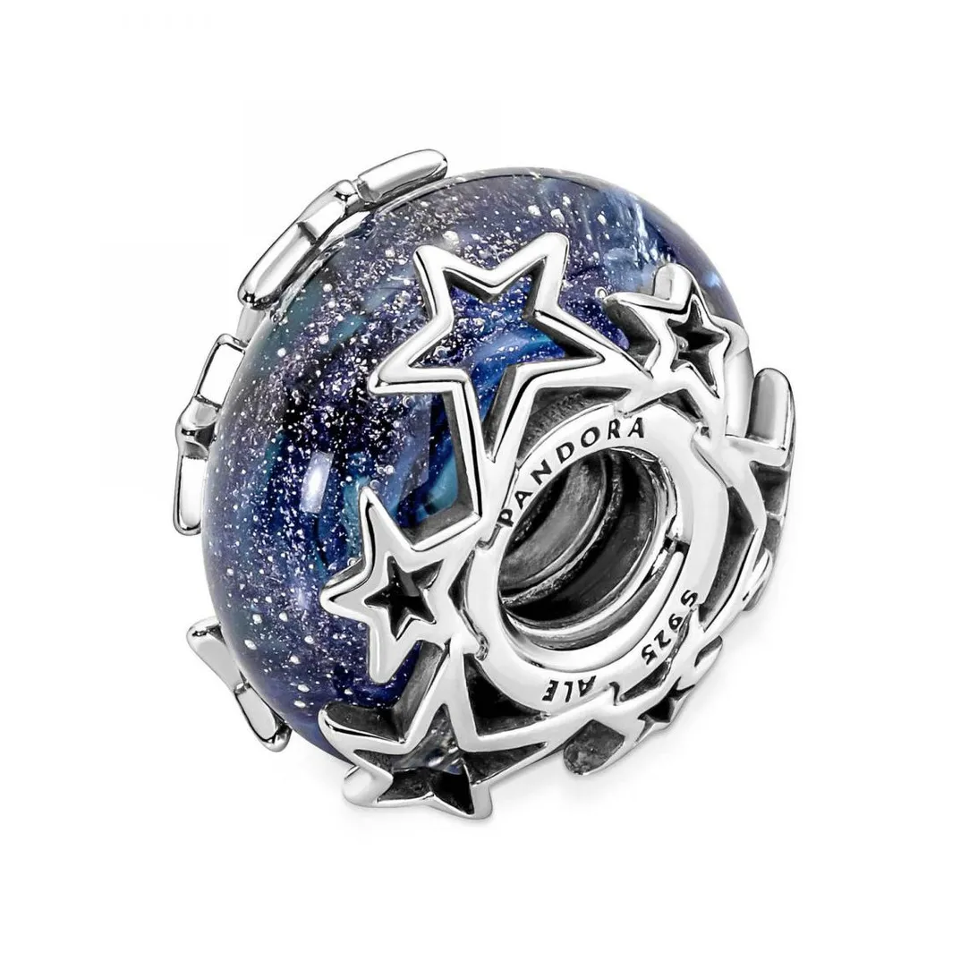 Pandora Charm en Verre de Murano Bleu Galaxie & Étoile Moments | Femme Charms