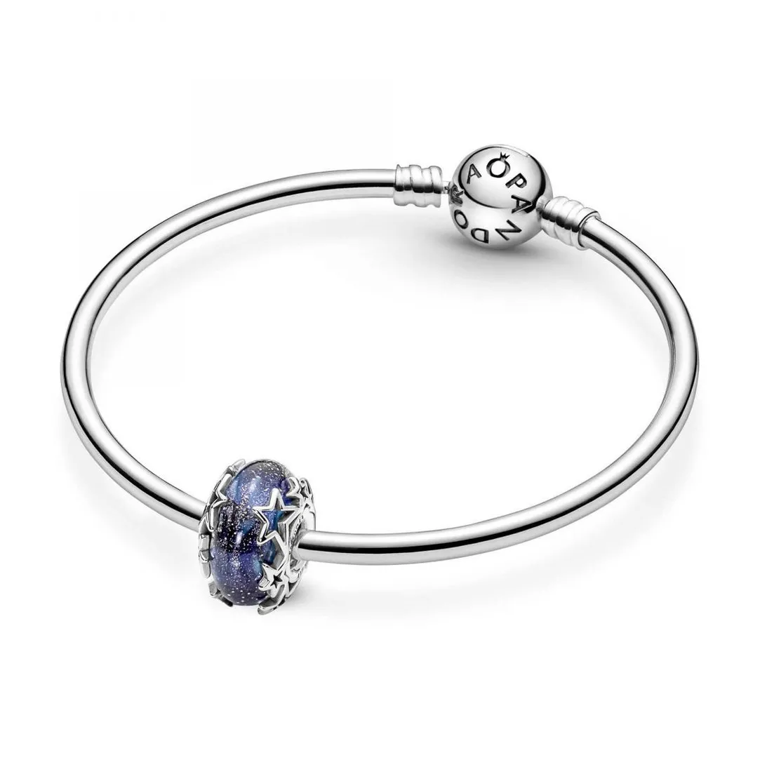 Pandora Charm en Verre de Murano Bleu Galaxie & Étoile Moments | Femme Charms