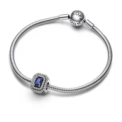 Pandora Charm Femme Abyme de Rectangles Scintillants Bleu Timeless | Femme Charms