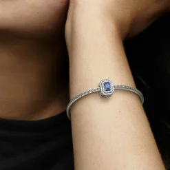 Pandora Charm Femme Abyme de Rectangles Scintillants Bleu Timeless | Femme Charms